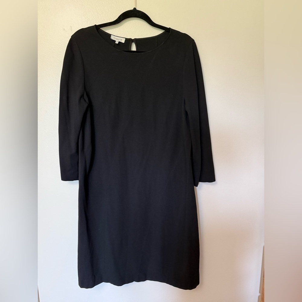 Lafayette 148 New York crepe 3/4 sleeve knee length Elegant Black A-Line Dress - Picture 2 of 16